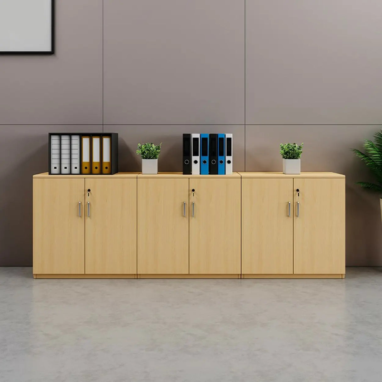 Natural Finish Rectangle Wood Drawer Lockable Filing Image - 6