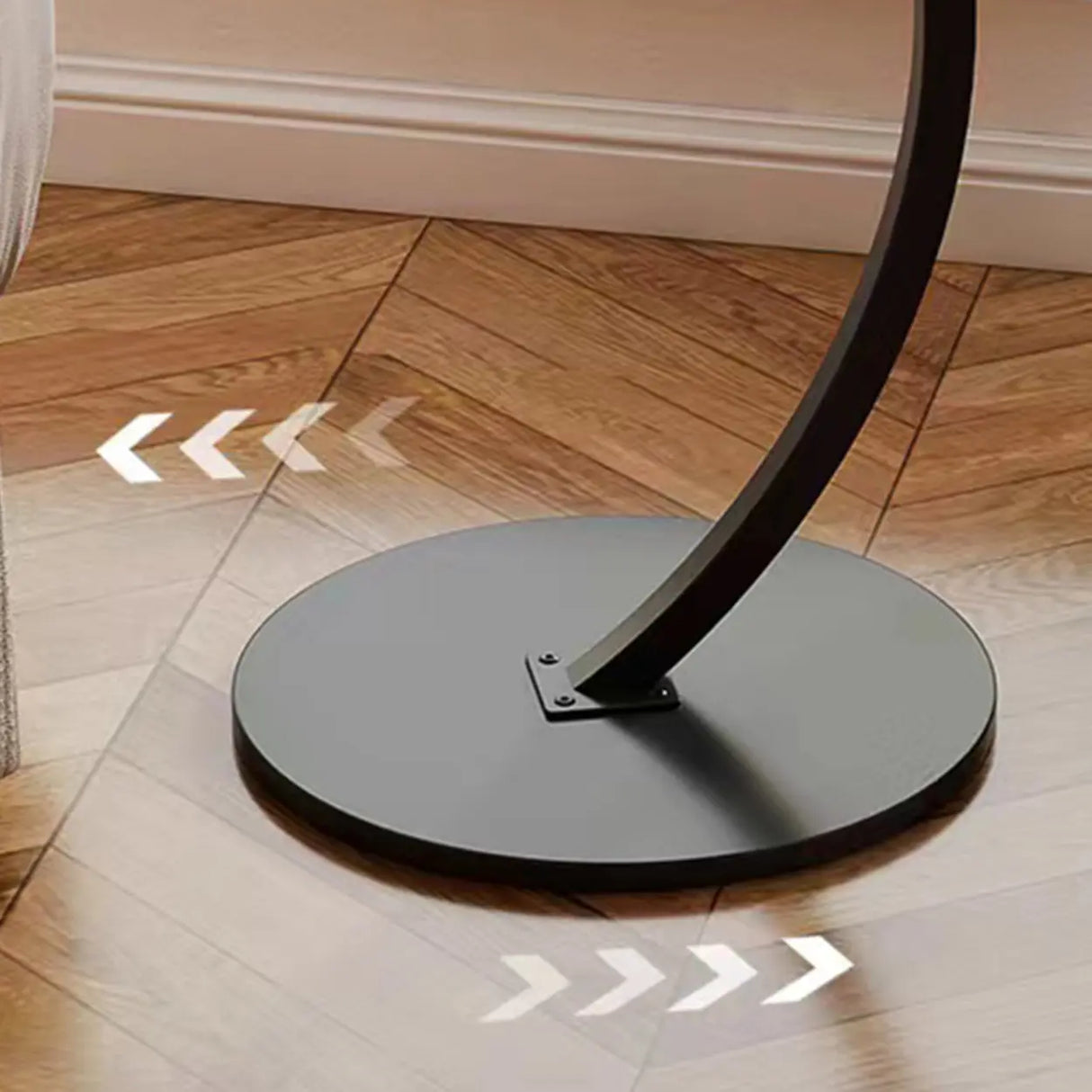 Natural Finish Round Wood Metal Base C-Shaped Side Table Image - 17