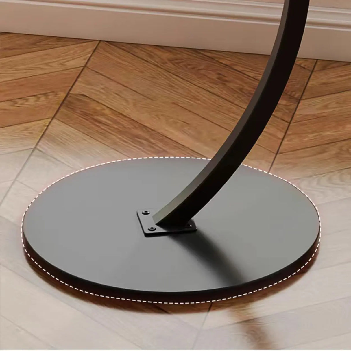 Natural Finish Round Wood Metal Base C-Shaped Side Table Image - 18