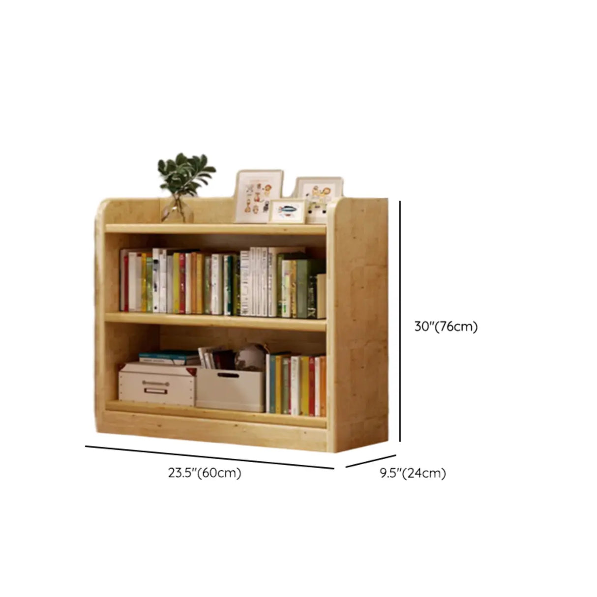 Natural Finish Rustic Rectangular Wood Narrow Bookcase Image - 19