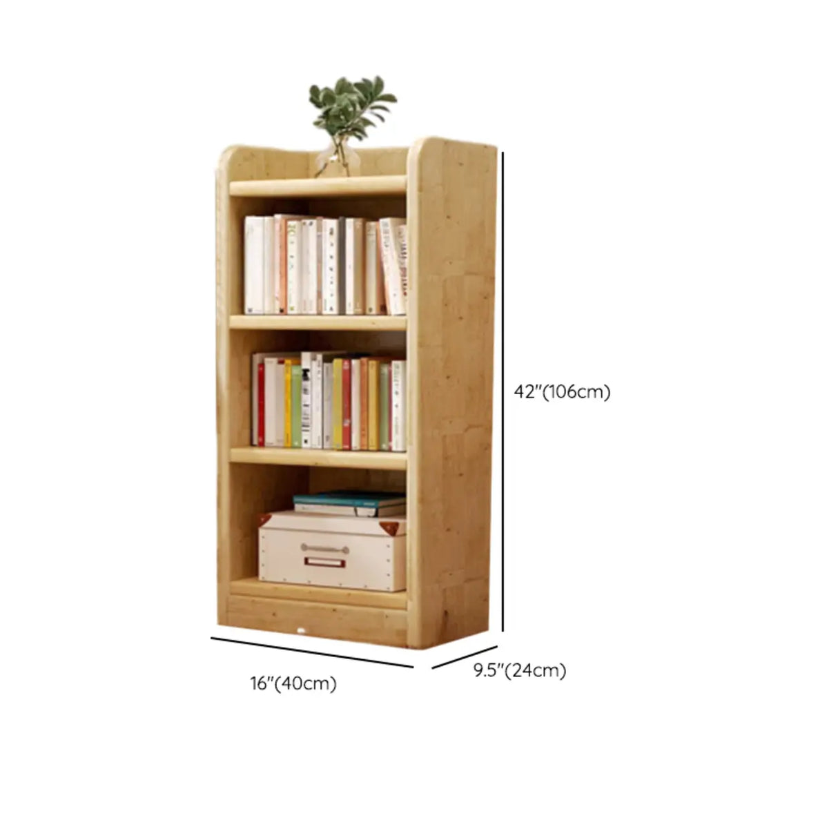 Natural Finish Rustic Rectangular Wood Narrow Bookcase Image - 20