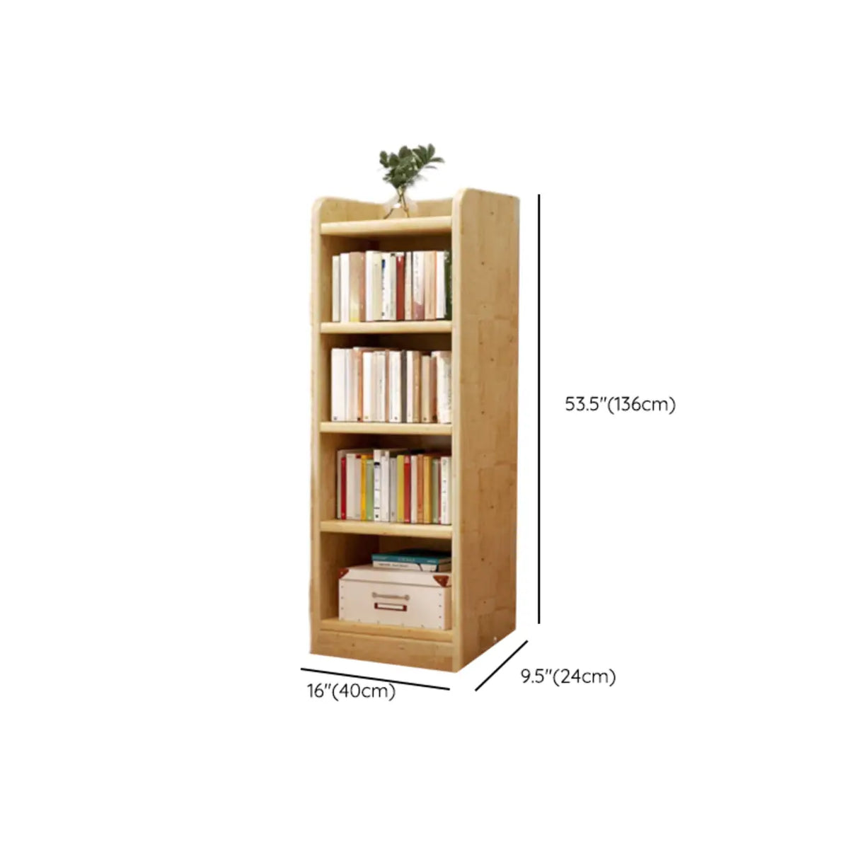 Natural Finish Rustic Rectangular Wood Narrow Bookcase Image - 21