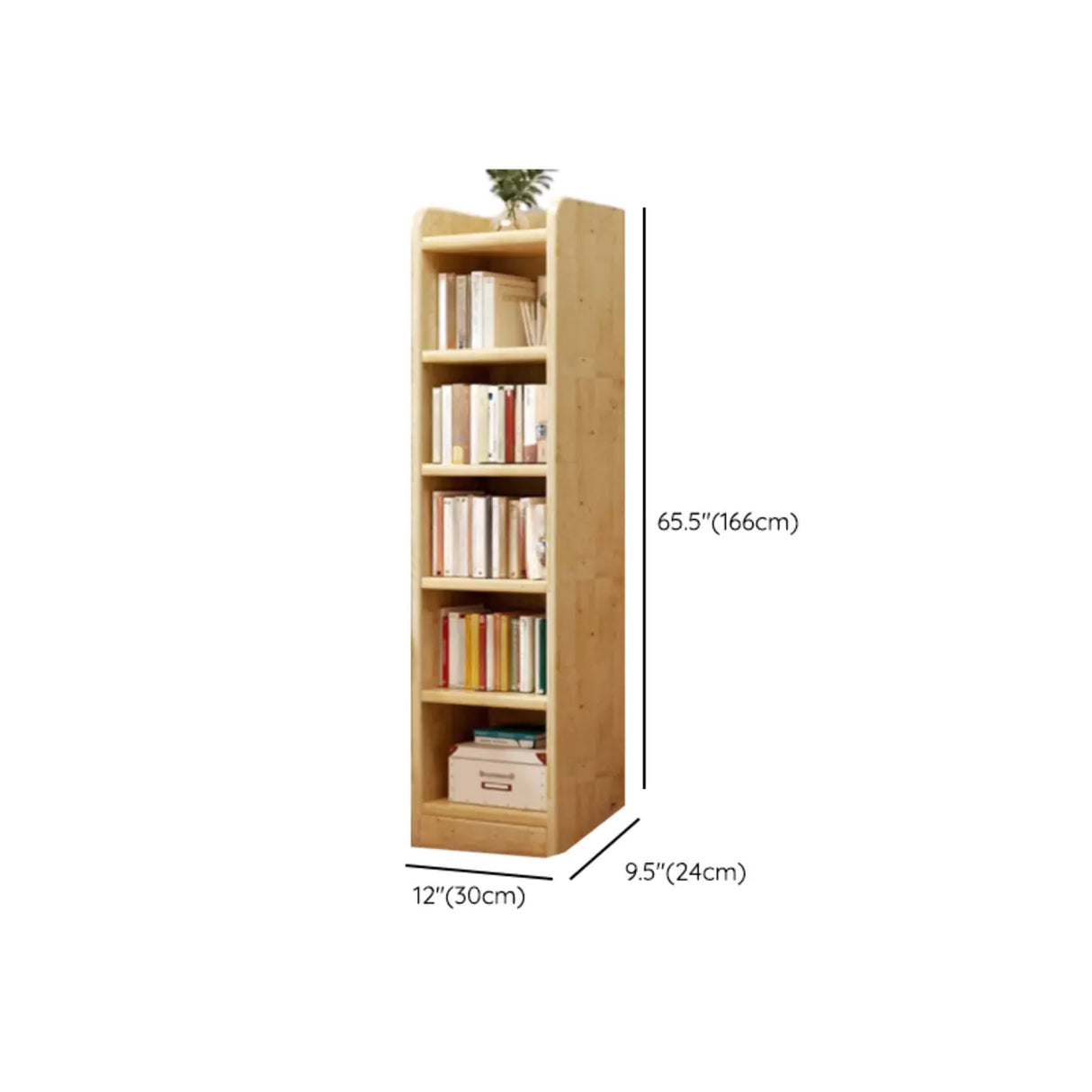 Natural Finish Rustic Rectangular Wood Narrow Bookcase Image - 22