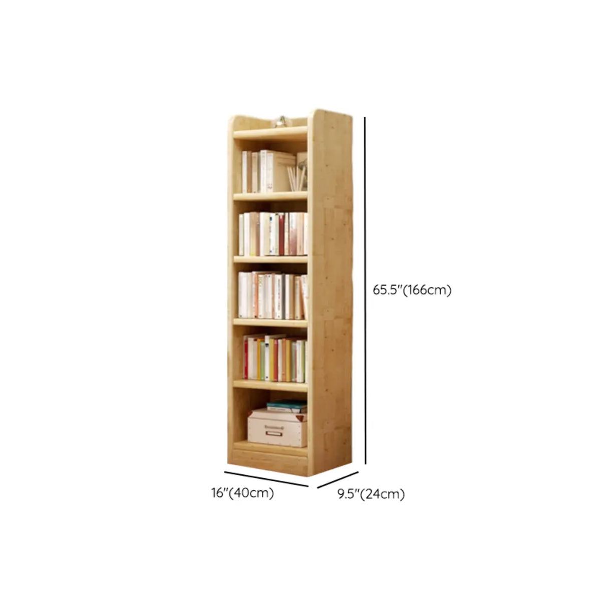 Natural Finish Rustic Rectangular Wood Narrow Bookcase Image - 23