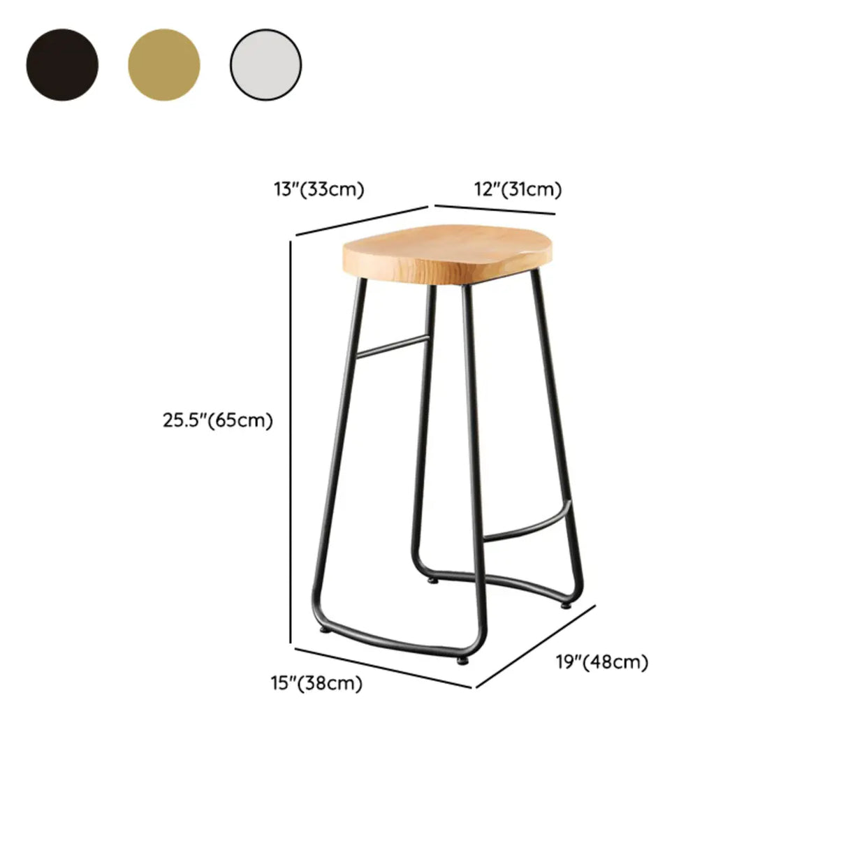 Natural Finish Saddle Wood Backless Sled Bar Stool