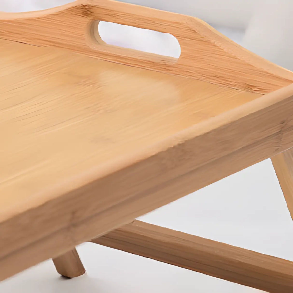 Natural Finish Small Single Folding Bamboo Tray Desk Image - 5