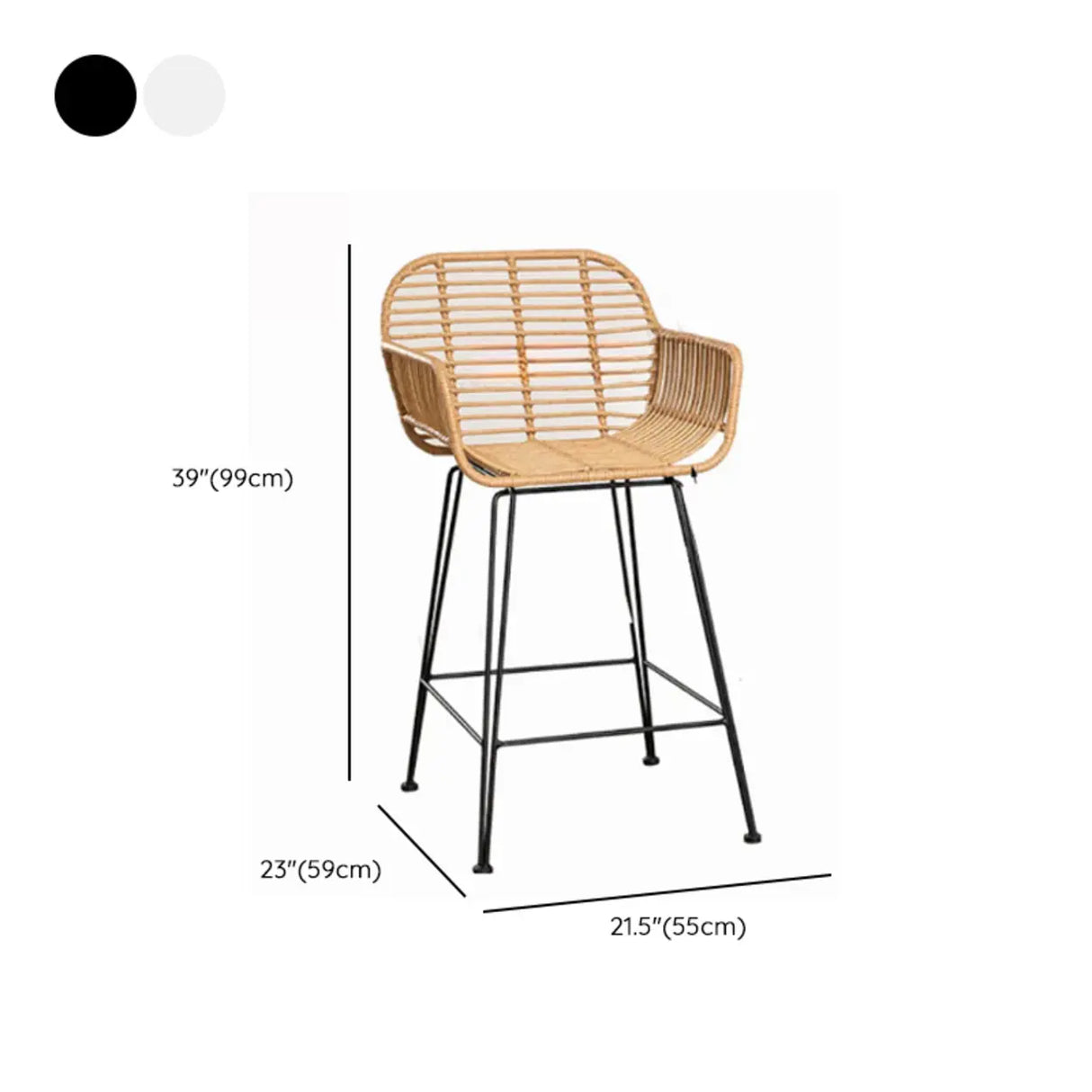 Natural Finish Square Bar Stool with Metal Four Legs