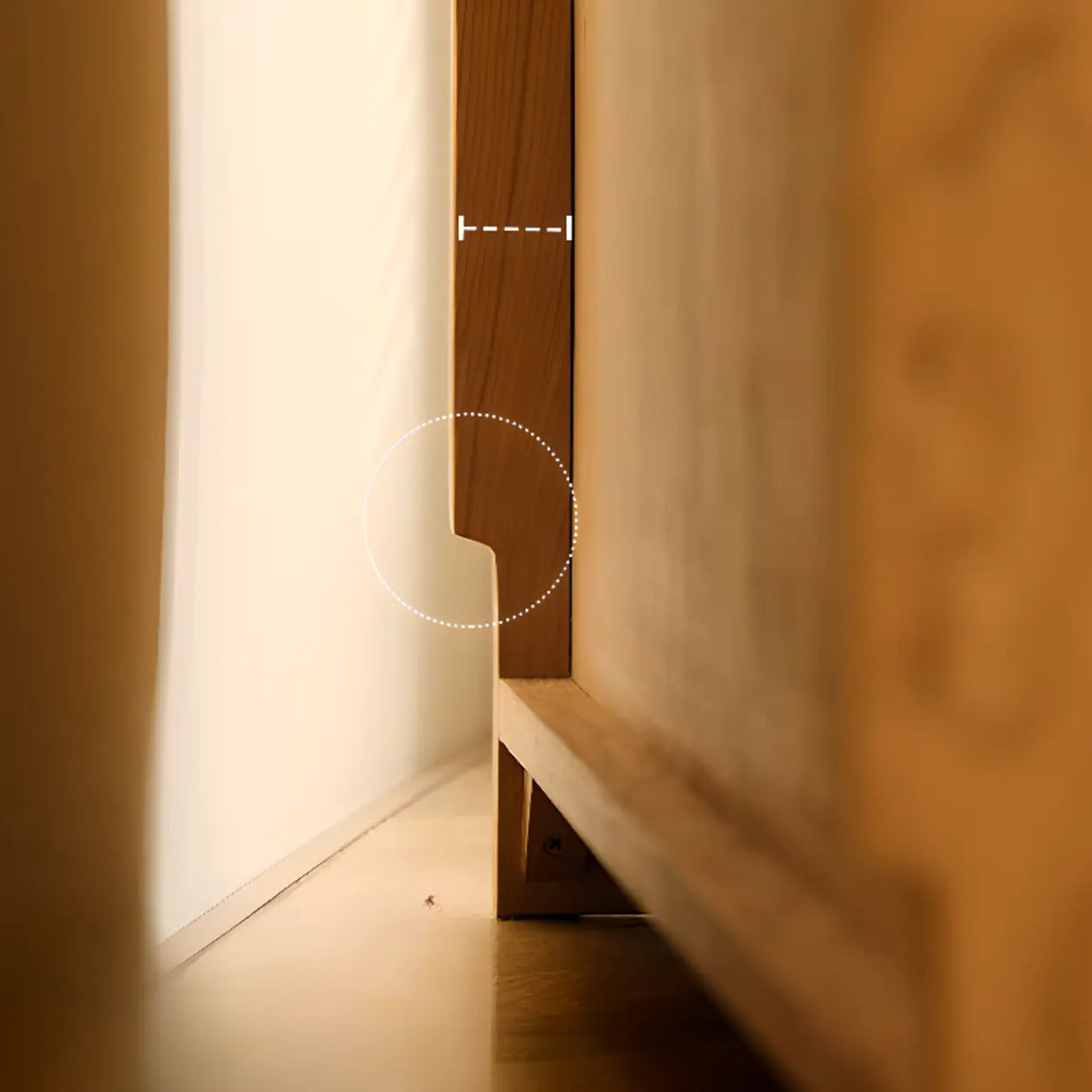 Natural Finish Square Oak Living Room Display Cabinet Image - 12