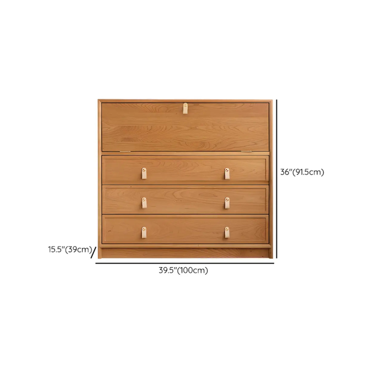 Natural Finish Square Oak Living Room Display Cabinet Image - 15