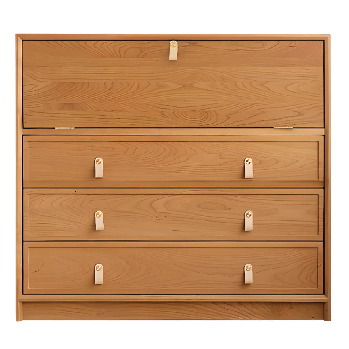 Natural Finish Square Oak Living Room Display Cabinet Image - 5