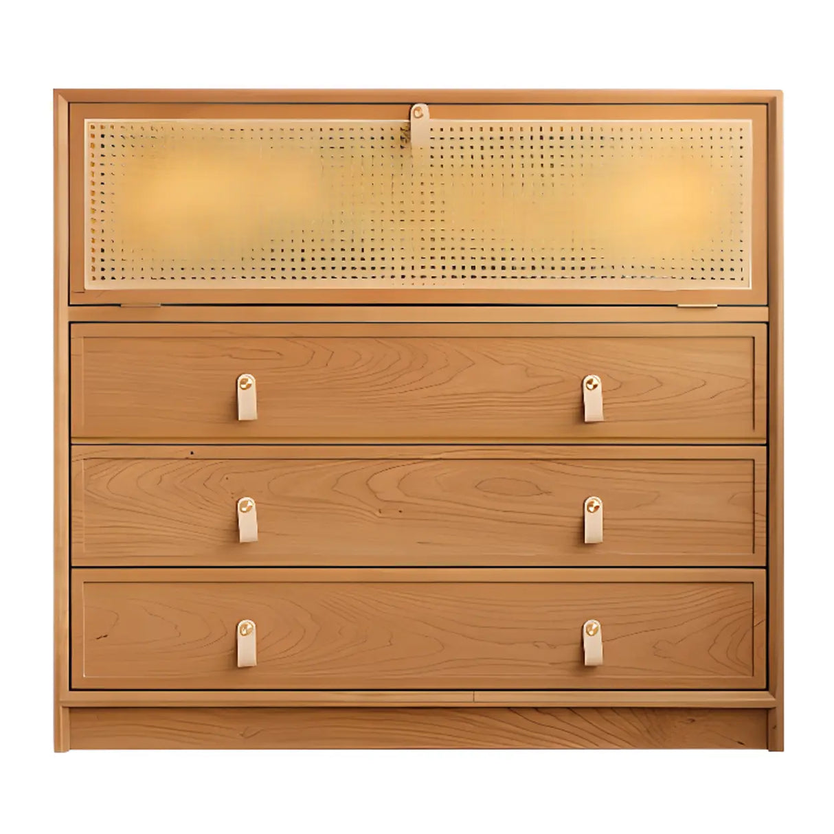 Natural Finish Square Oak Living Room Display Cabinet Image - 7