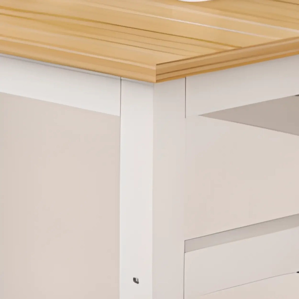 Natural Finish Standard Wood Computer Desk with casters Image - 4