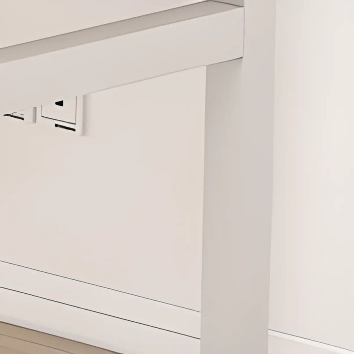 Natural Finish Standard Wood Computer Desk with casters Image - 5