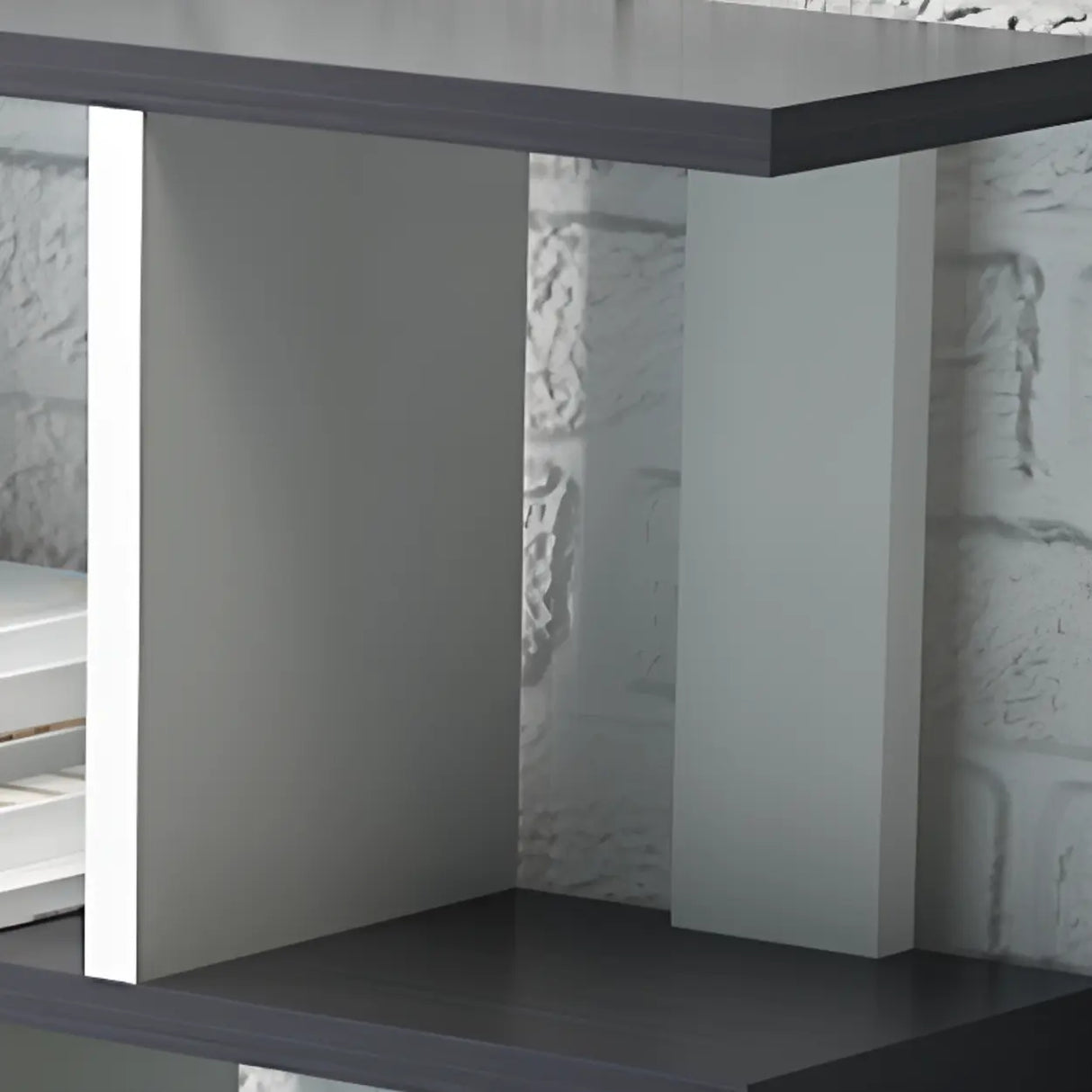 Natural Finish Stylish Tiered Open Geometric Bookshelf Image - 15