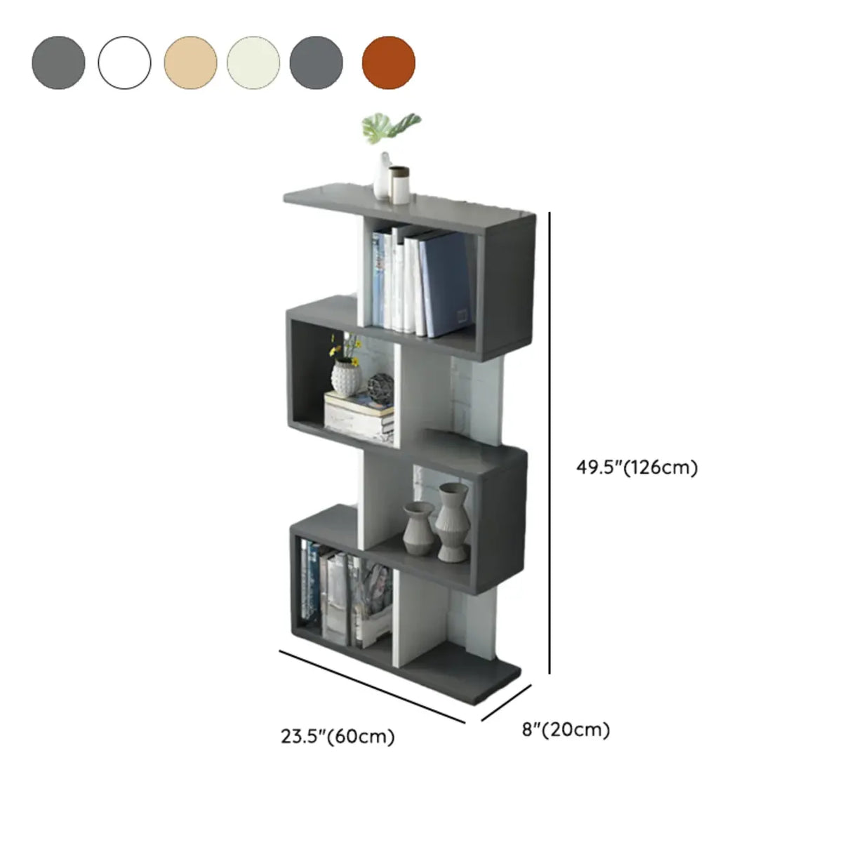 Natural Finish Stylish Tiered Open Geometric Bookshelf Image - 29