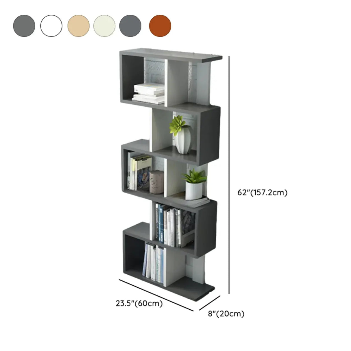 Natural Finish Stylish Tiered Open Geometric Bookshelf Image - 30