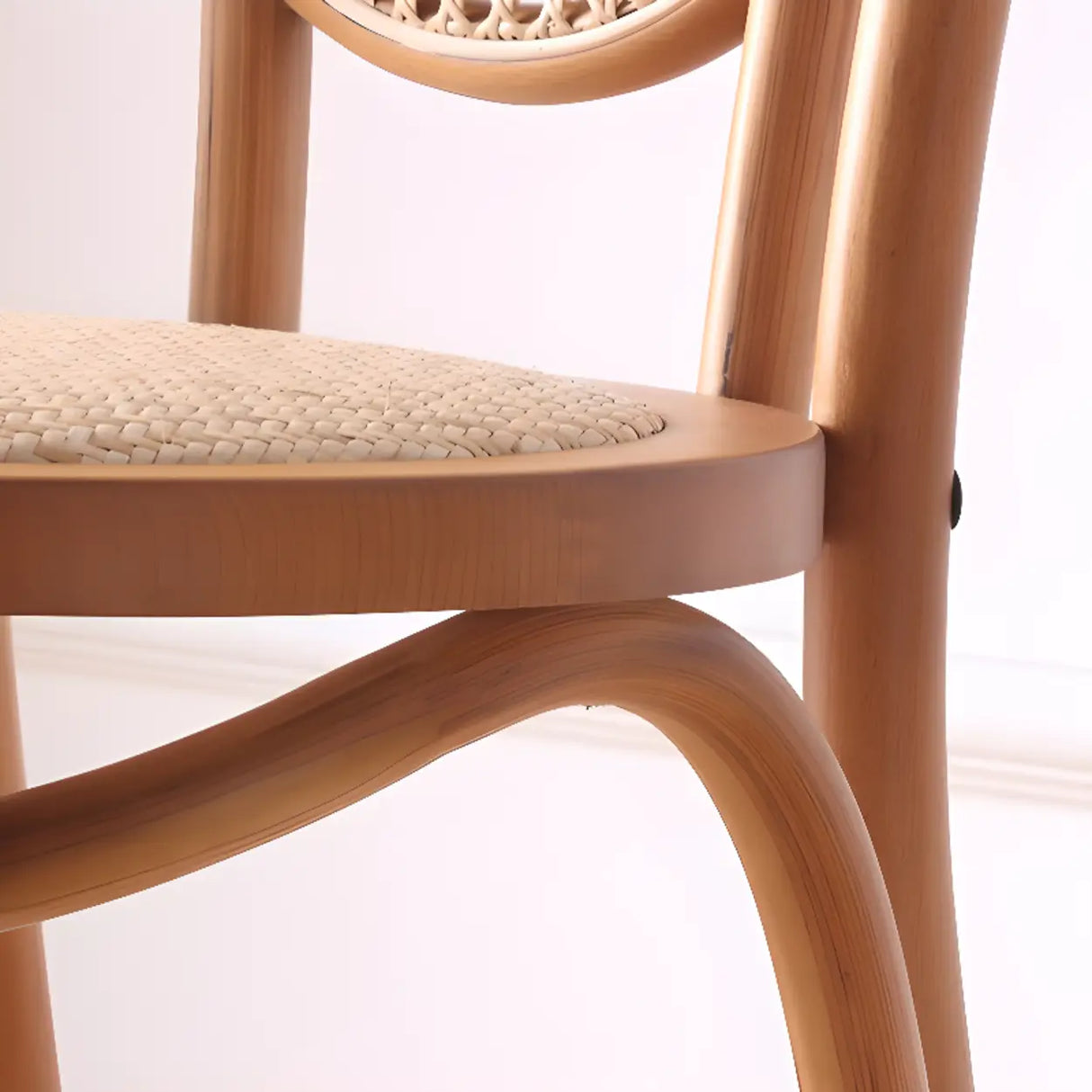 Natural Finish Windsor Back Wood Woven Dining Chair Image - 17