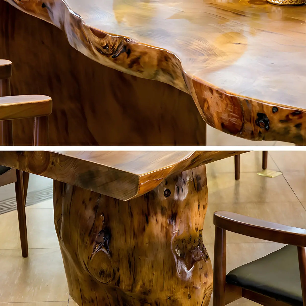 Natural Finish Wood Curved Multi-Person Meeting Desk Image - 7