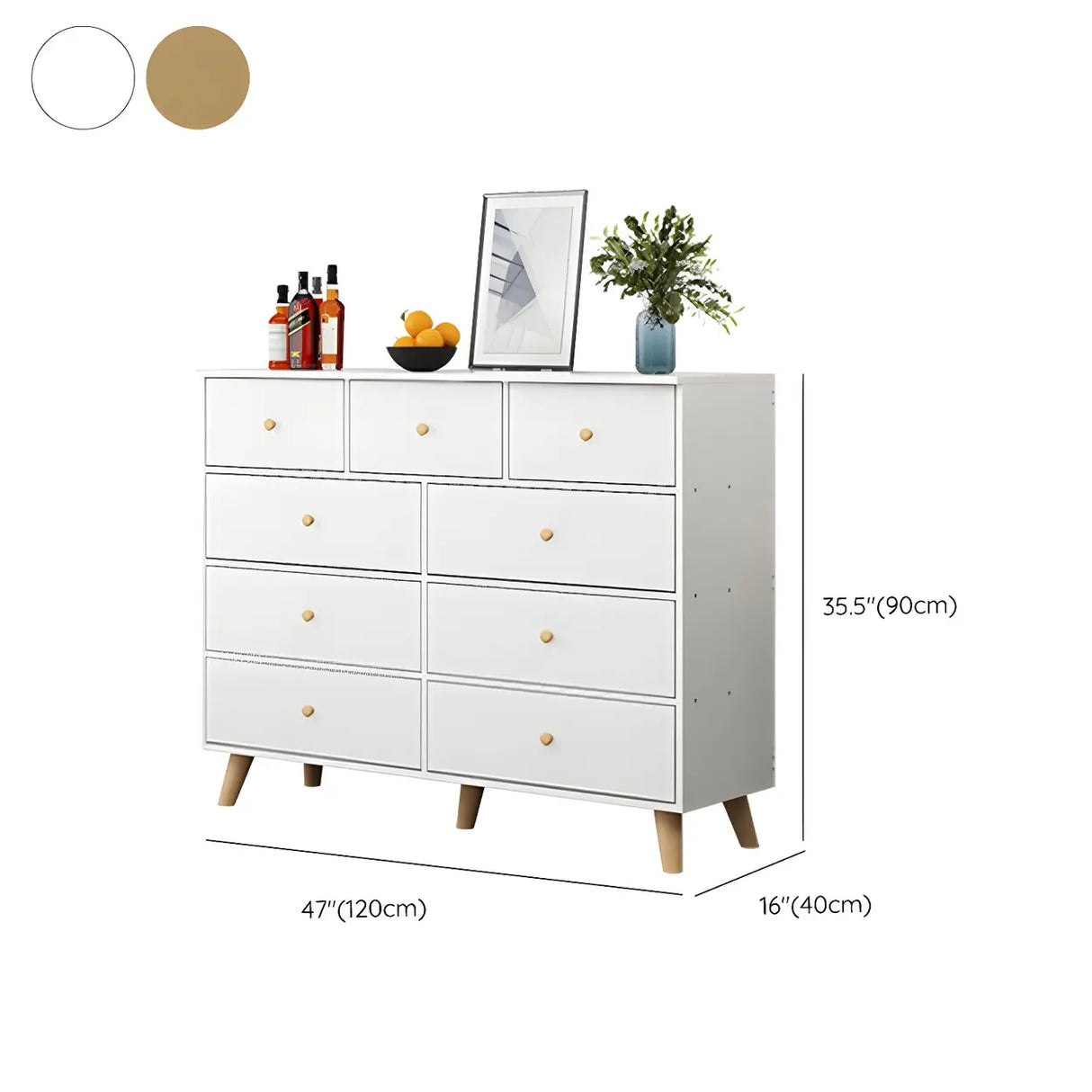 Natural Finish Wood Dresser for Nine Drawers Image - 23