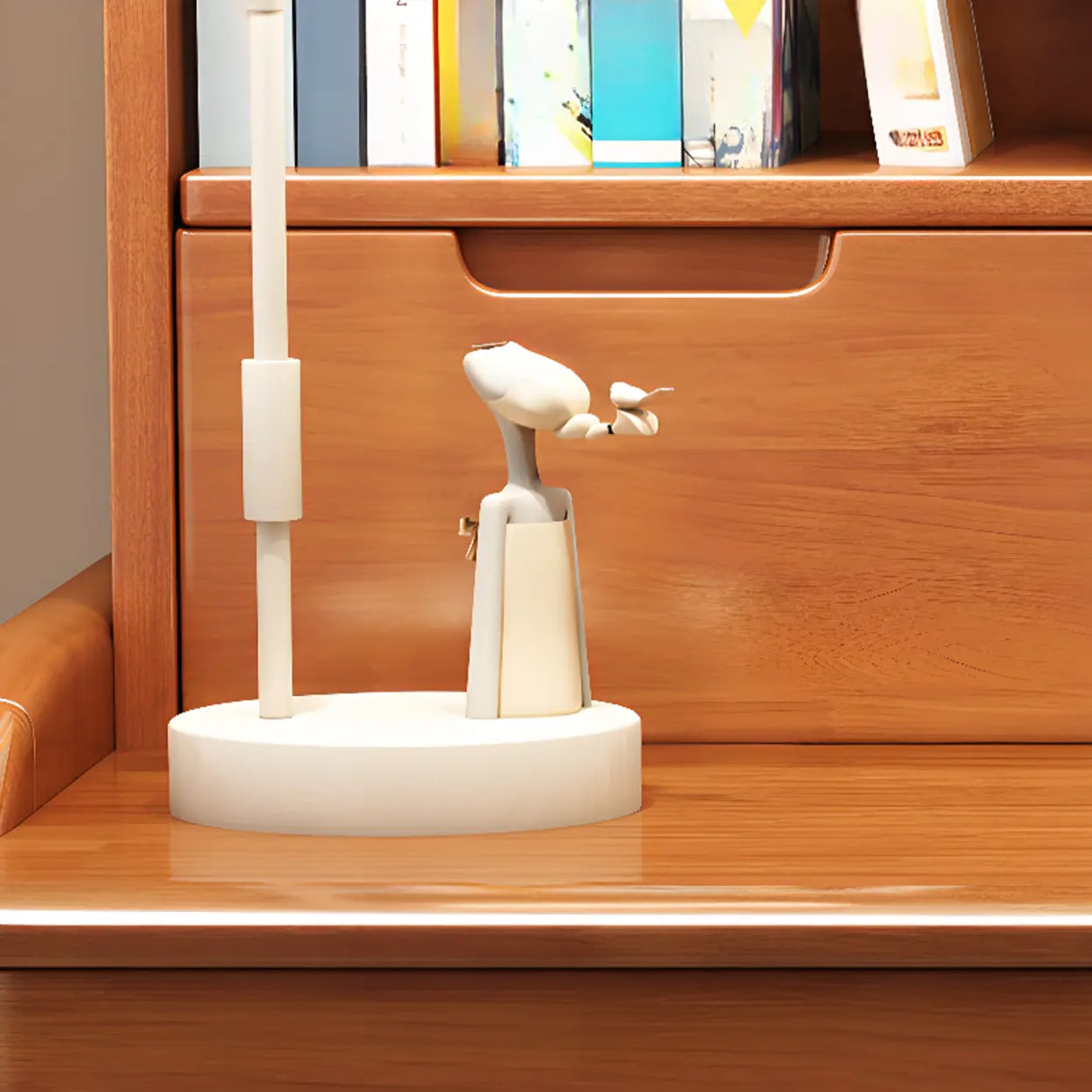 Natural Finish Wood Hutch Drawer Shelf Writing Desk Image - 12