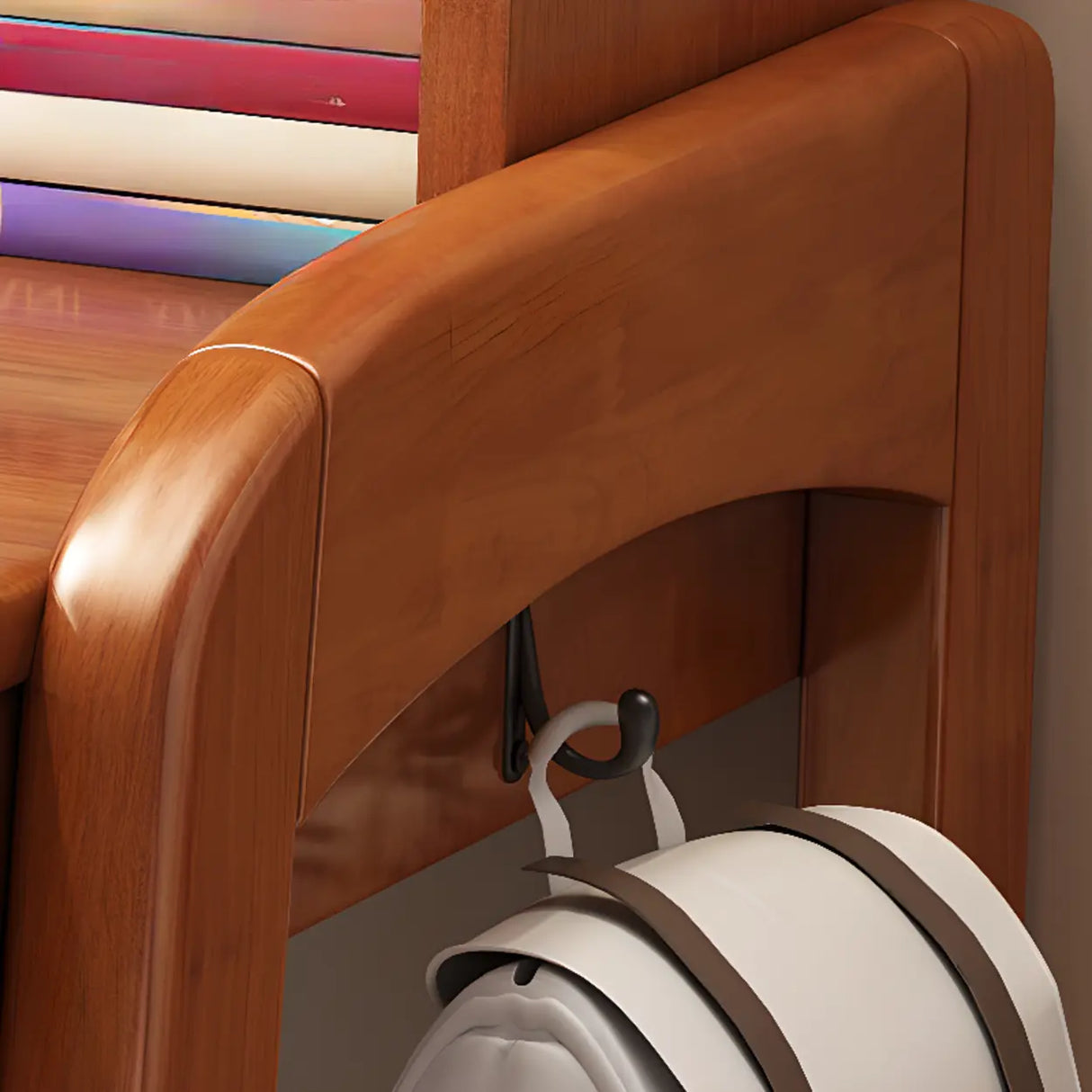 Natural Finish Wood Hutch Drawer Shelf Writing Desk Image - 14