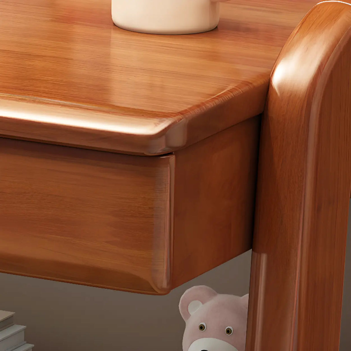 Natural Finish Wood Hutch Drawer Shelf Writing Desk Image - 15