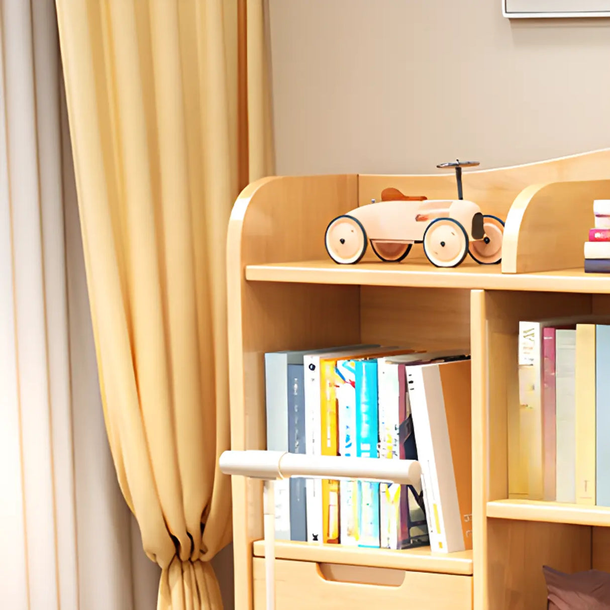 Natural Finish Wood Hutch Drawer Shelf Writing Desk Image - 8