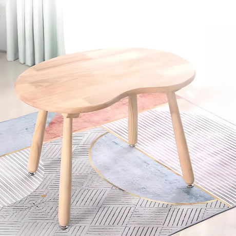 Natural Finish Wood Kidney Shape Fixed Height Kids Table Image - 1