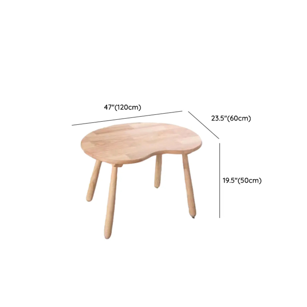 Natural Finish Wood Kidney Shape Fixed Height Kids Table Image - 11