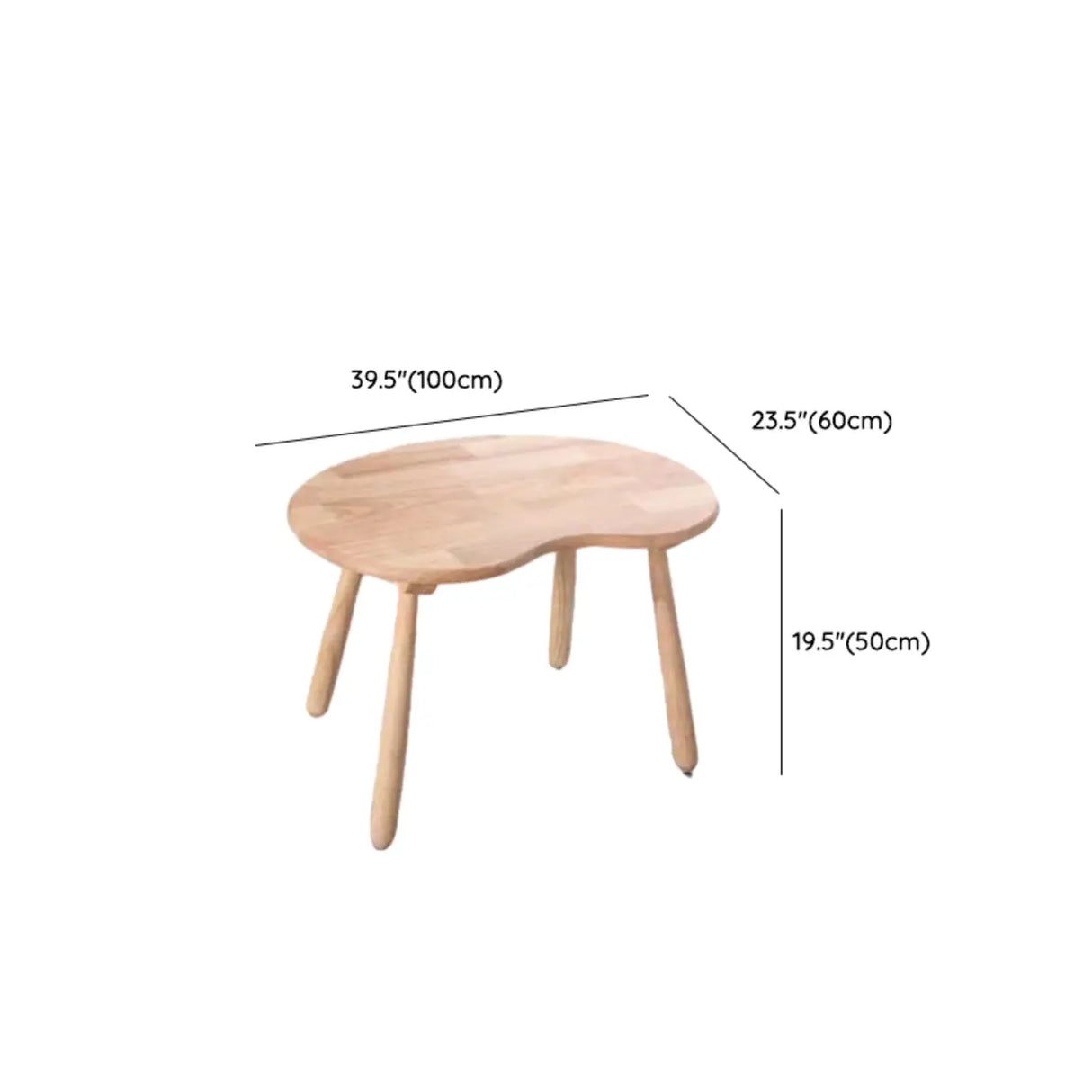 Natural Finish Wood Kidney Shape Fixed Height Kids Table Image - 12