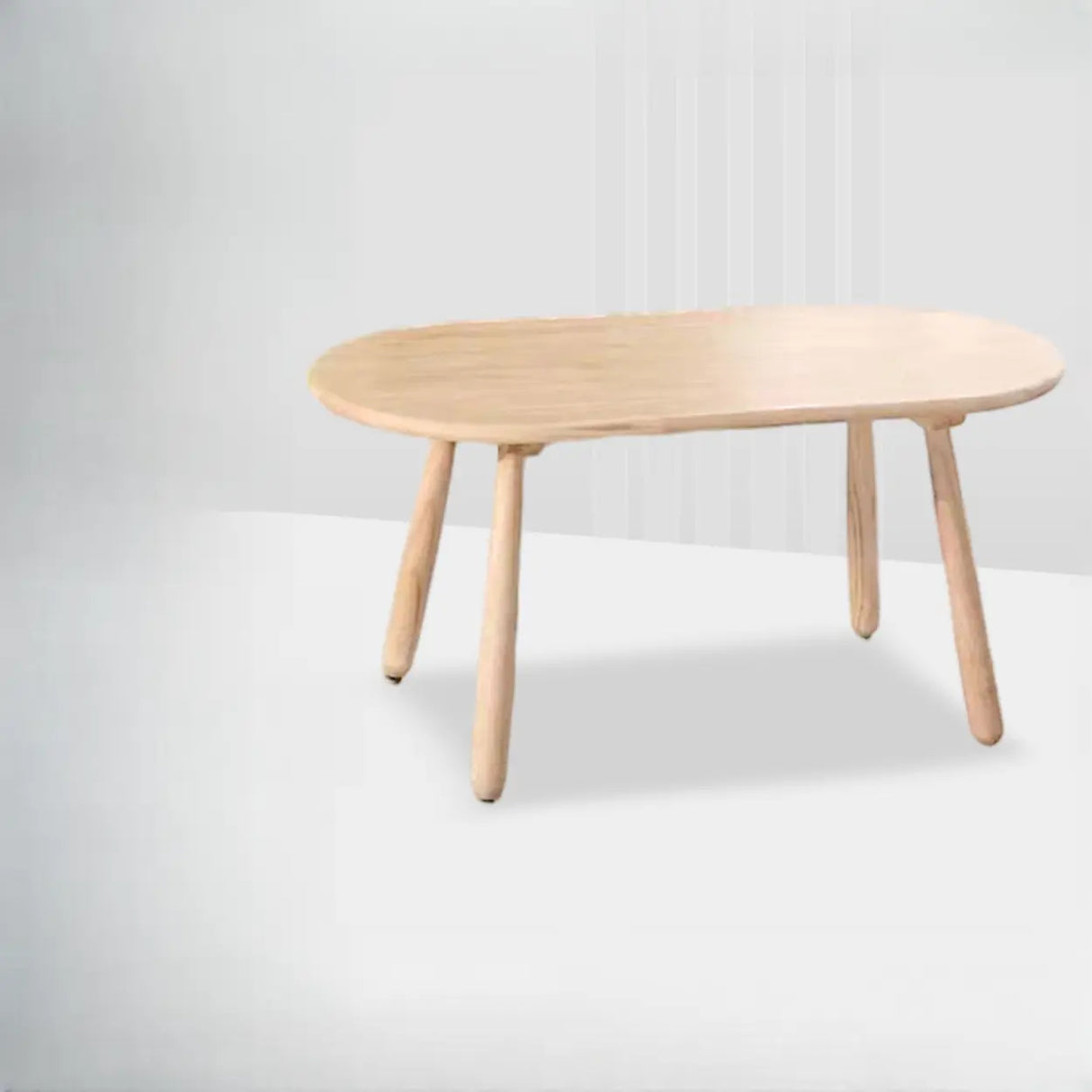 Natural Finish Wood Kidney Shape Fixed Height Kids Table Image - 3