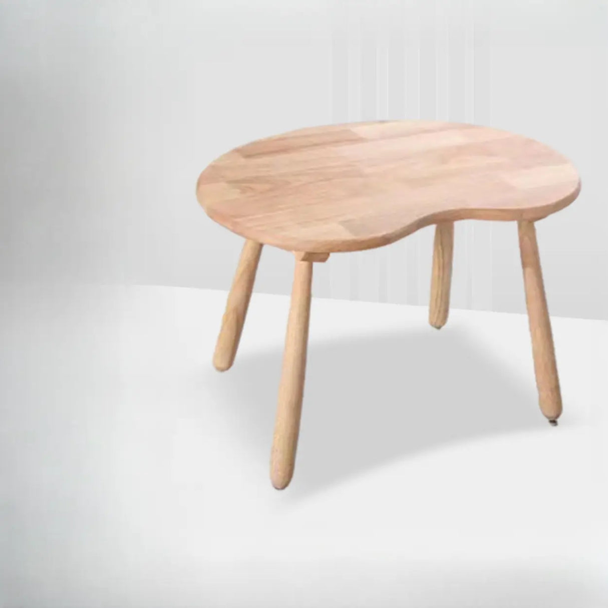 Natural Finish Wood Kidney Shape Fixed Height Kids Table Image - 5