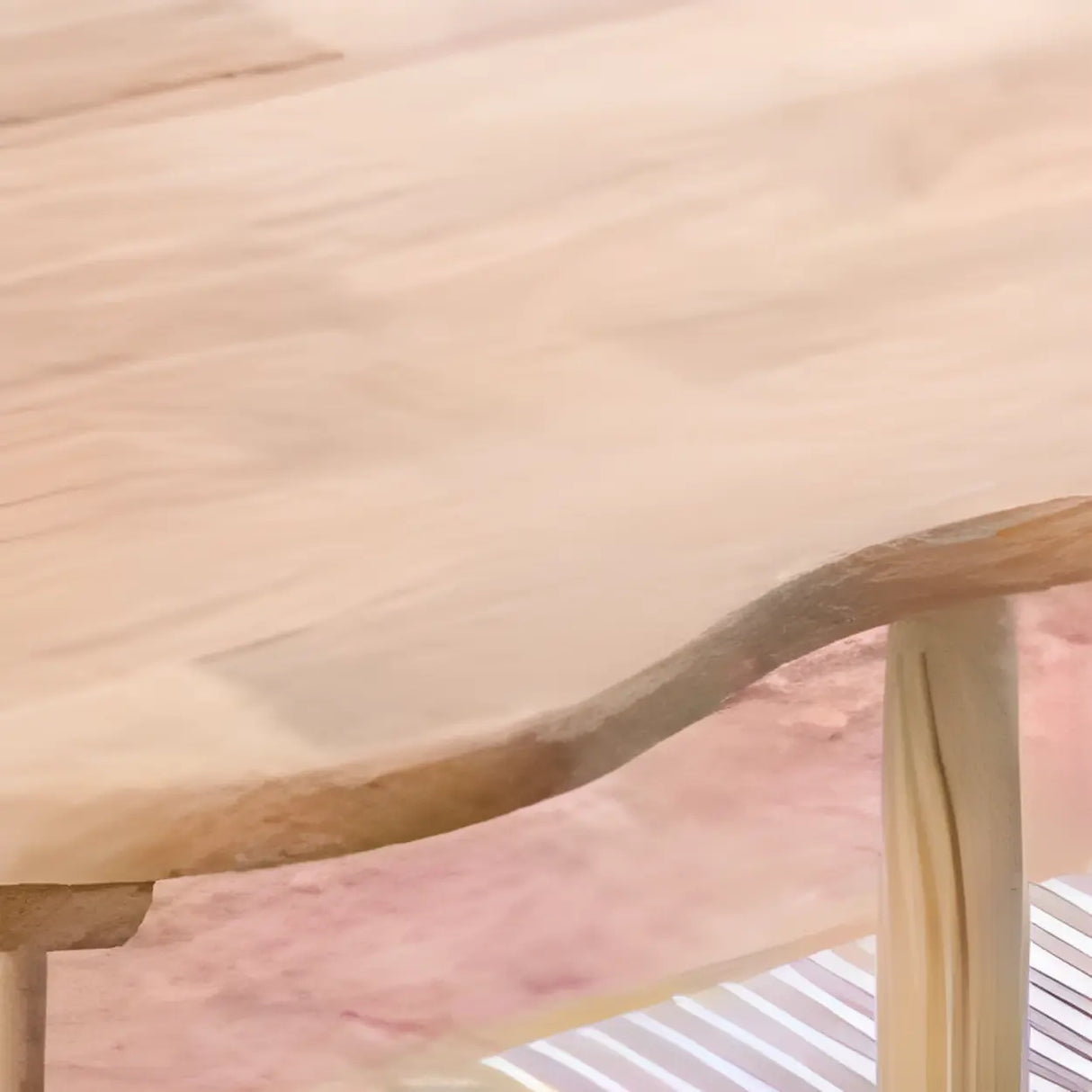 Natural Finish Wood Kidney Shape Fixed Height Kids Table Image - 6