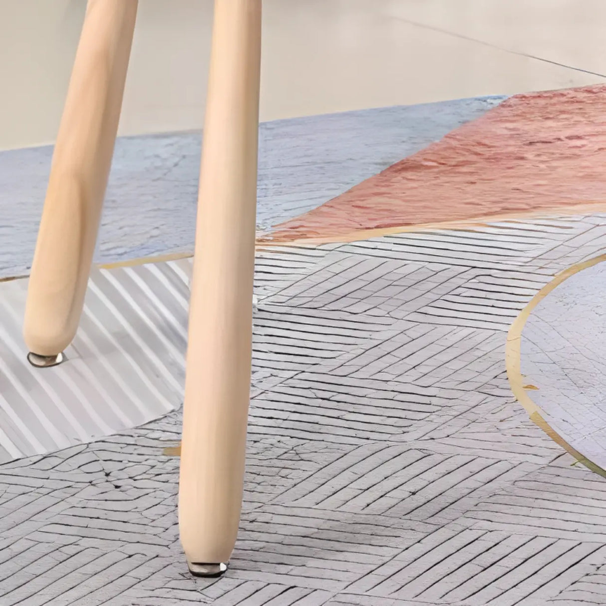 Natural Finish Wood Kidney Shape Fixed Height Kids Table Image - 7