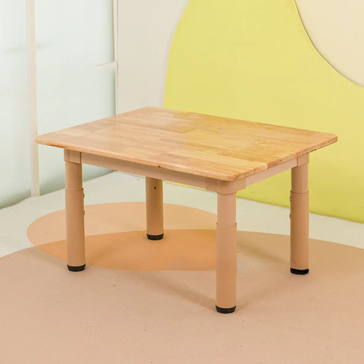 Natural Finish Wood Rectangular Double Kids Desk Image - 3