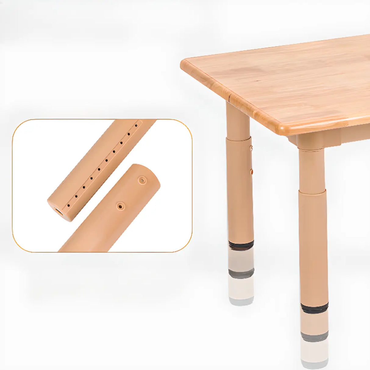 Natural Finish Wood Rectangular Double Kids Desk Image - 4