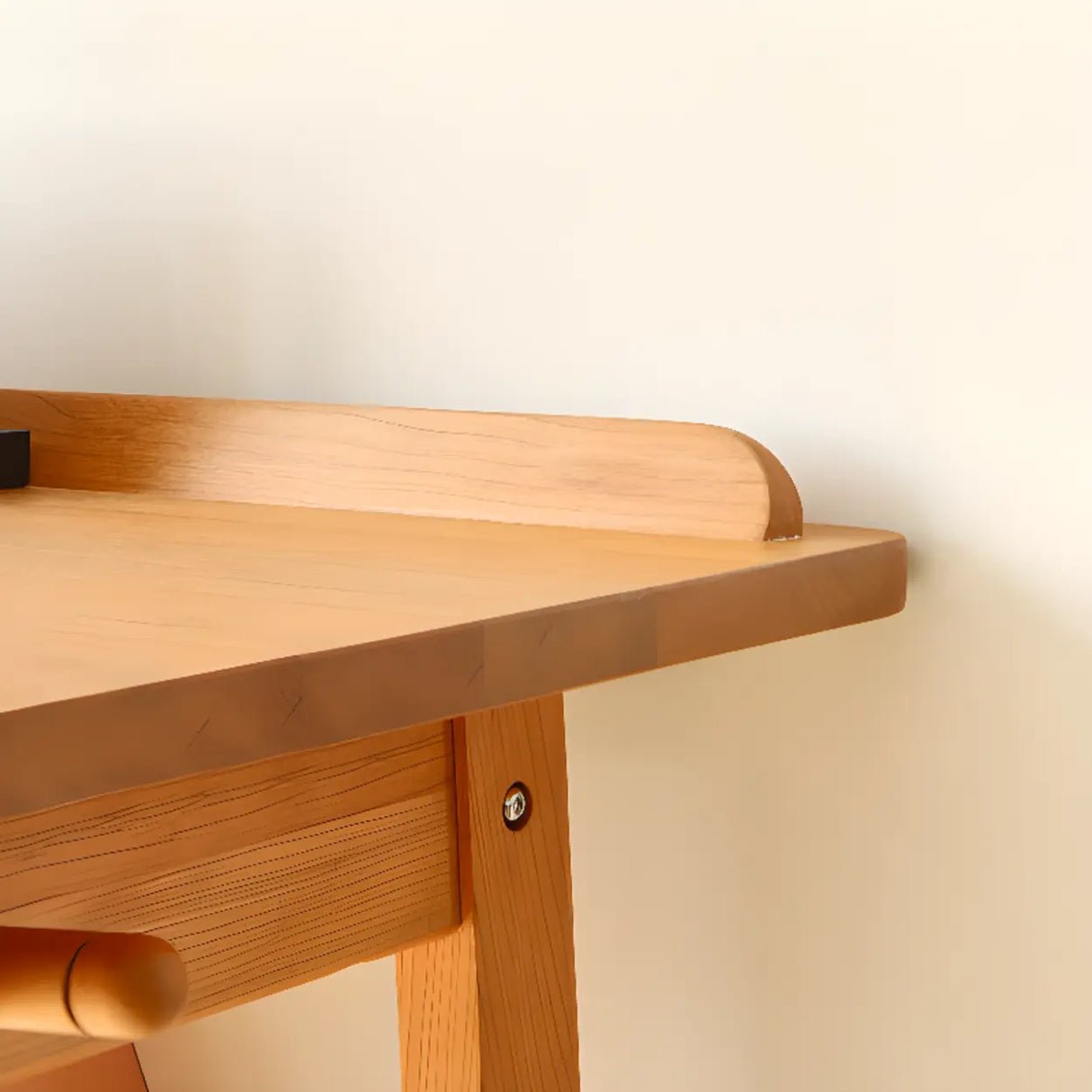 Natural Finish Wood Shelf Butcher Block Kids Desk Image - 11