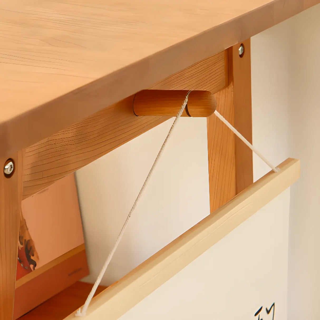 Natural Finish Wood Shelf Butcher Block Kids Desk Image - 12