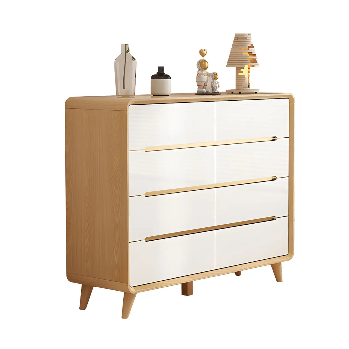 Natural Finish Wood Soft-Close Drawers Dresser Chest Image - 10