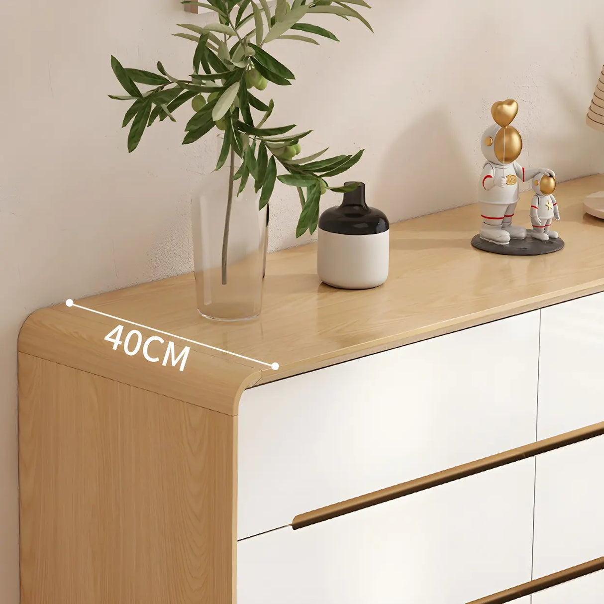 Natural Finish Wood Soft-Close Drawers Dresser Chest Image - 11