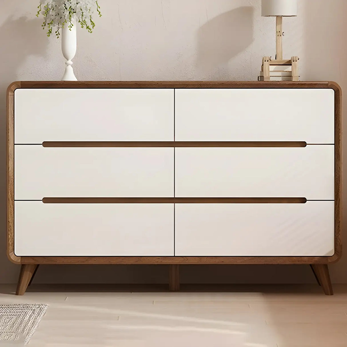 Natural Finish Wood Soft-Close Drawers Dresser Chest Image - 12