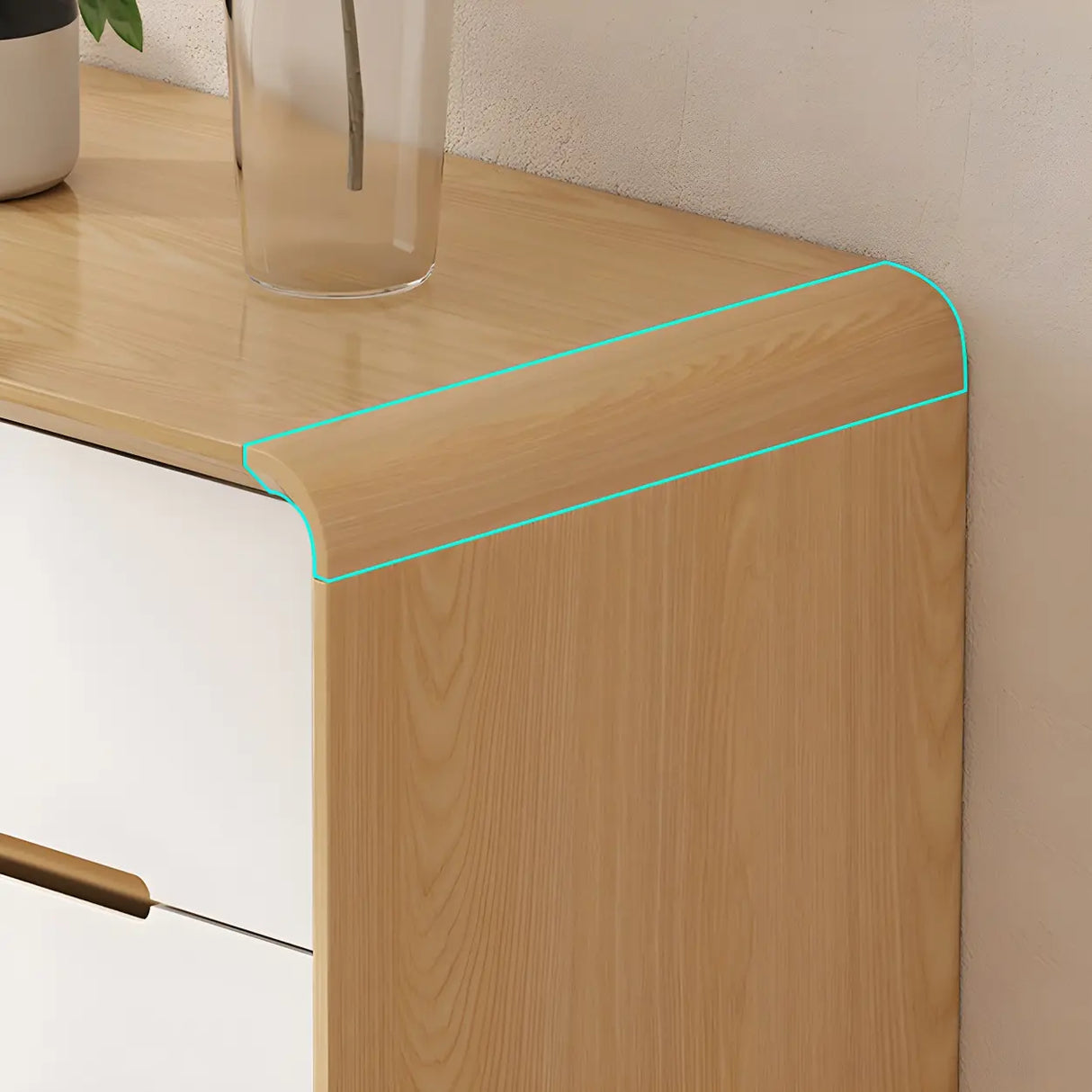 Natural Finish Wood Soft-Close Drawers Dresser Chest Image - 13