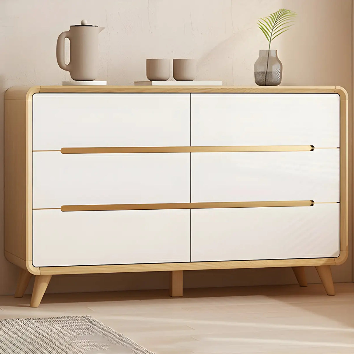 Natural Finish Wood Soft-Close Drawers Dresser Chest Image - 15