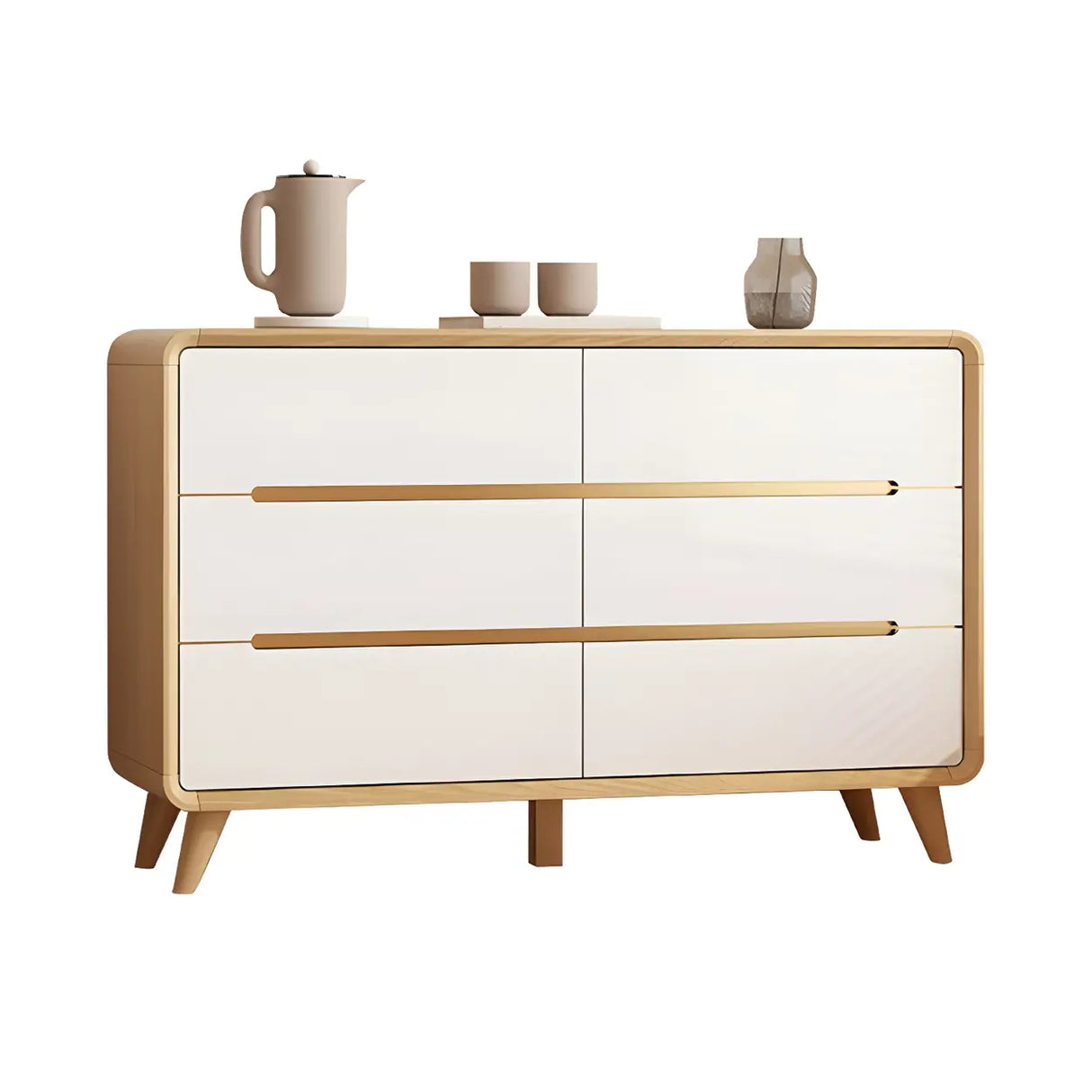 Natural Finish Wood Soft-Close Drawers Dresser Chest Image - 20