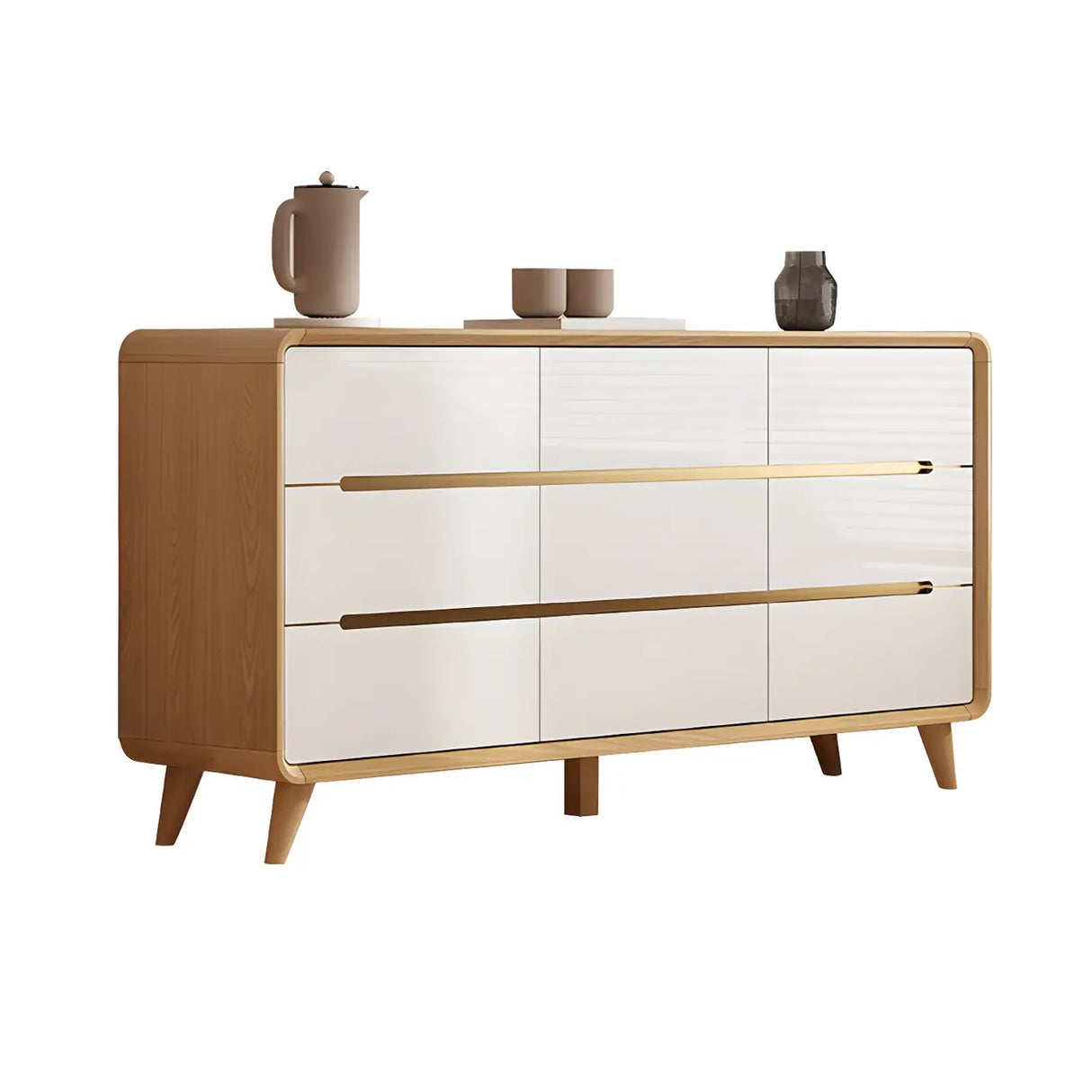 Natural Finish Wood Soft-Close Drawers Dresser Chest Image - 21