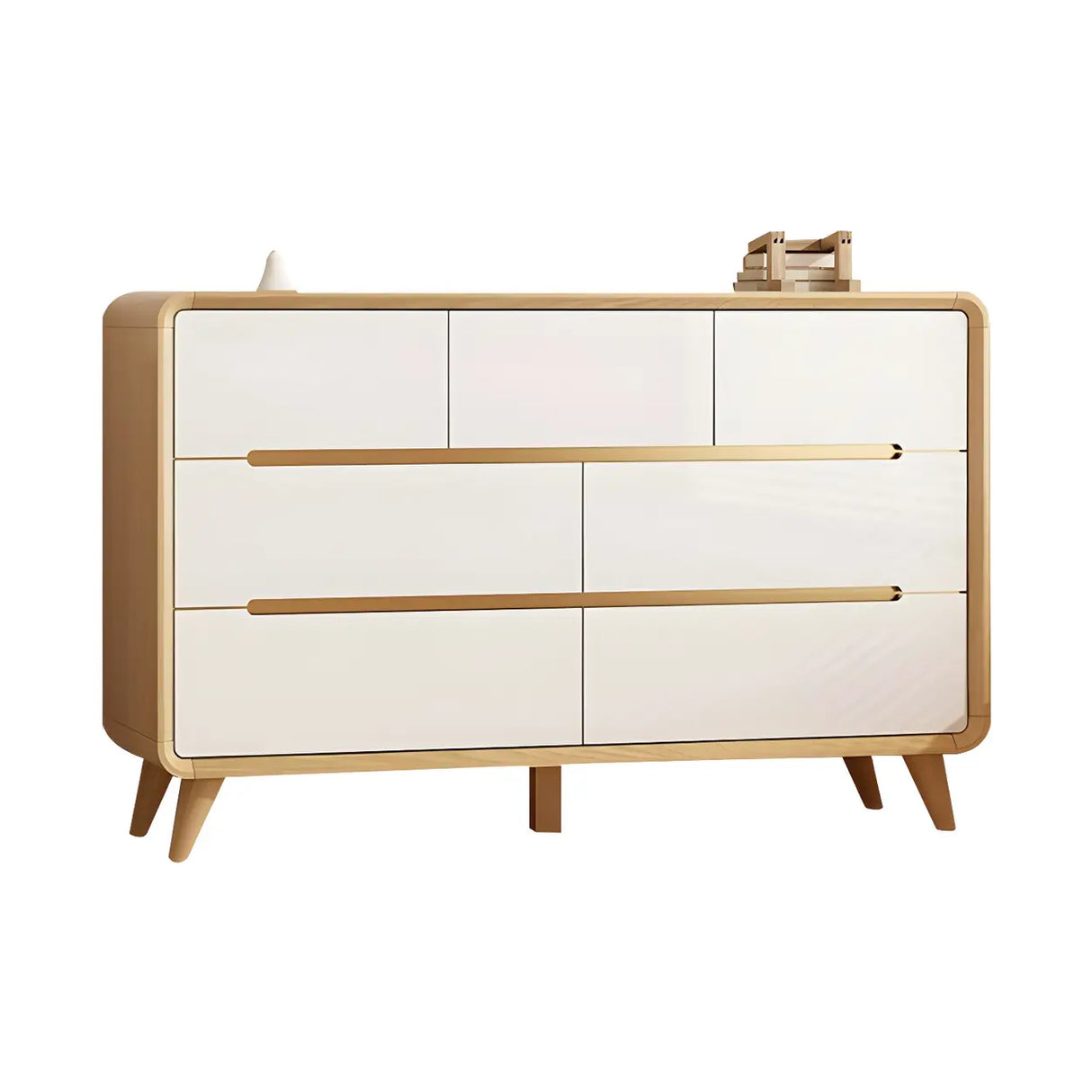 Natural Finish Wood Soft-Close Drawers Dresser Chest Image - 23