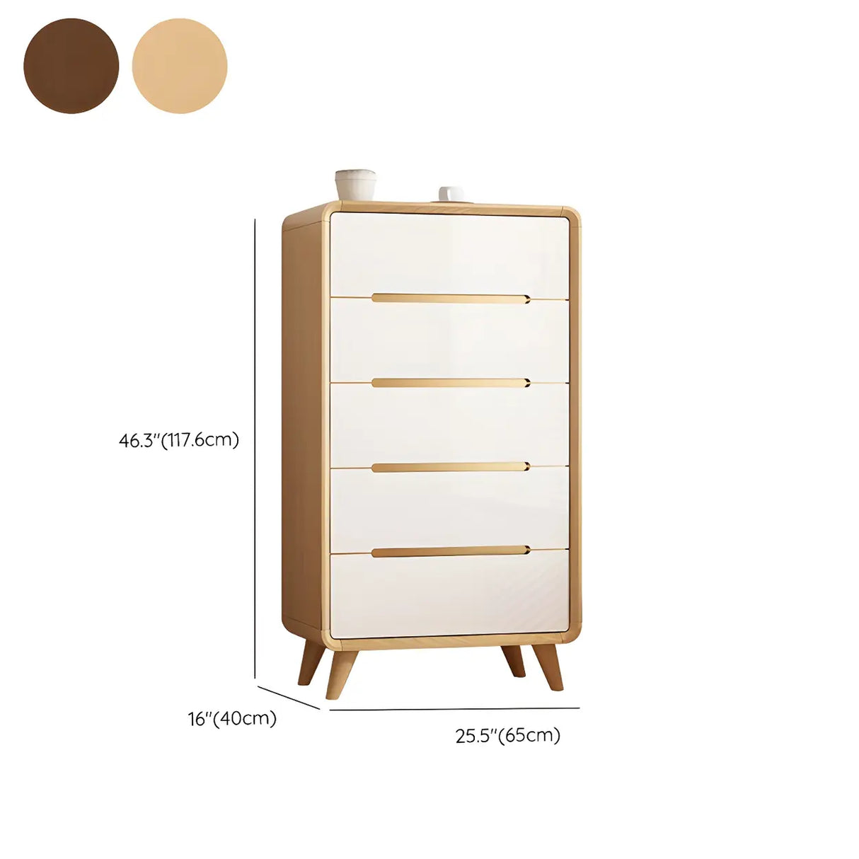 Natural Finish Wood Soft-Close Drawers Dresser Chest