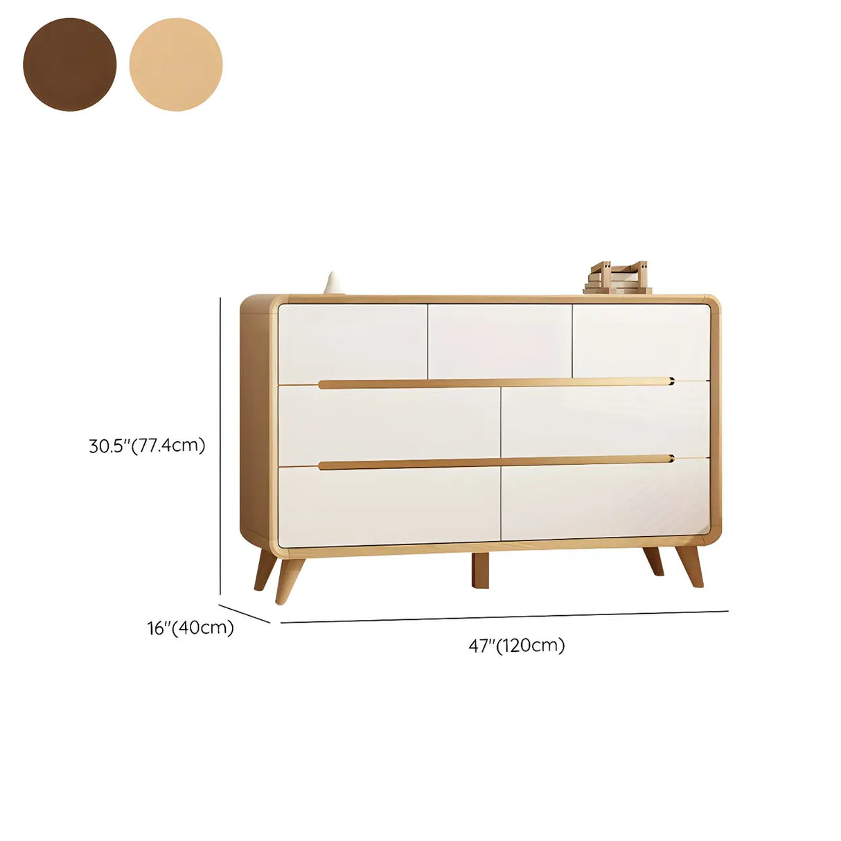 Natural Finish Wood Soft-Close Drawers Dresser Chest Image - 28