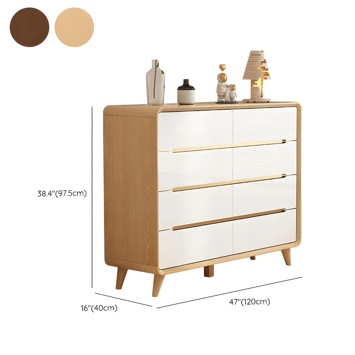 Natural Finish Wood Soft-Close Drawers Dresser Chest Image - 29