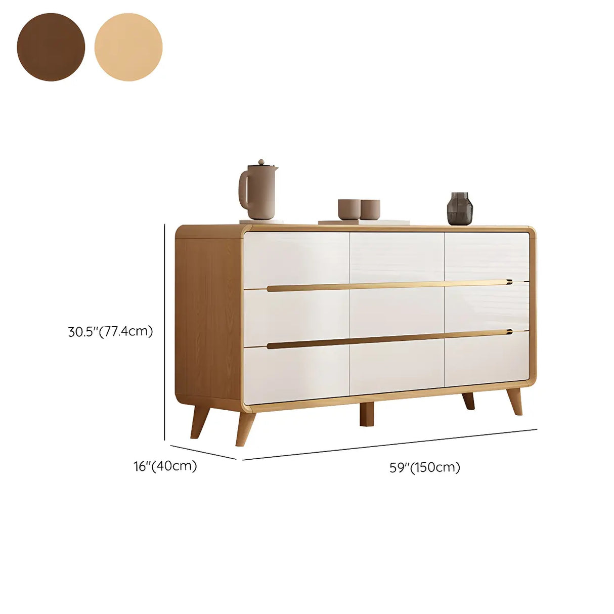 Natural Finish Wood Soft-Close Drawers Dresser Chest Image - 30